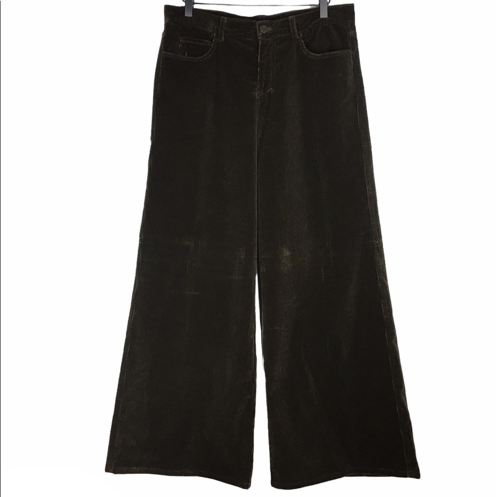 Ralph Lauren Black Label Corduroy Pants Wide Leg Ribbed Retro Y2k Style Brown 8